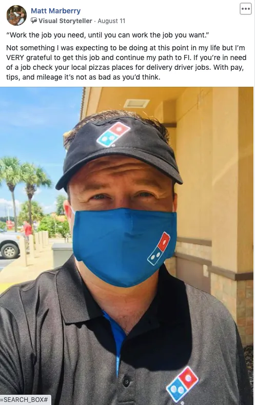 Part-time job delivering pizza for Dominos