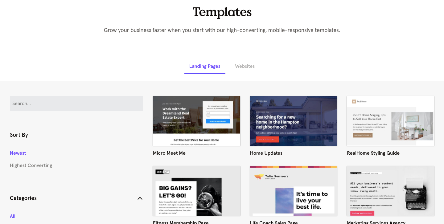 Leadpages Landing Page templates