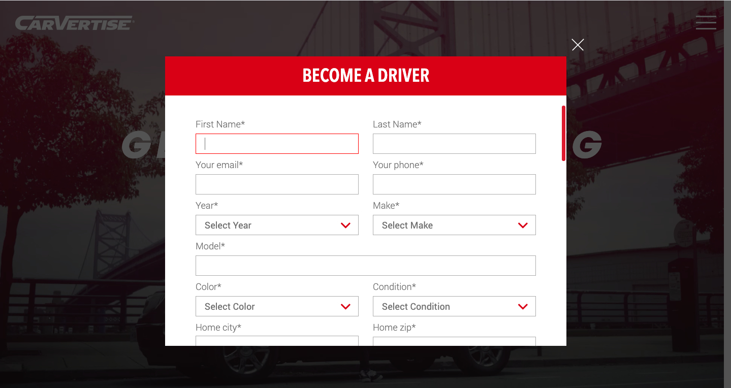 become a driver in carvertise