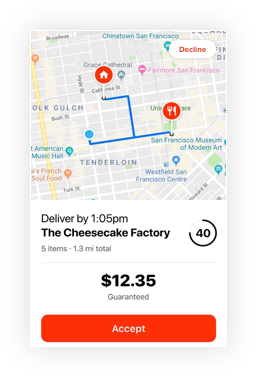 Example of the Doordash mobile app in use